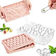 Lonnalee Isbitsform, Isbitsform med 33 fack och lock, iskubsbricka, BPA-fri isbitsbehållare för öl, cocktails, whisky (1 pack rosa)