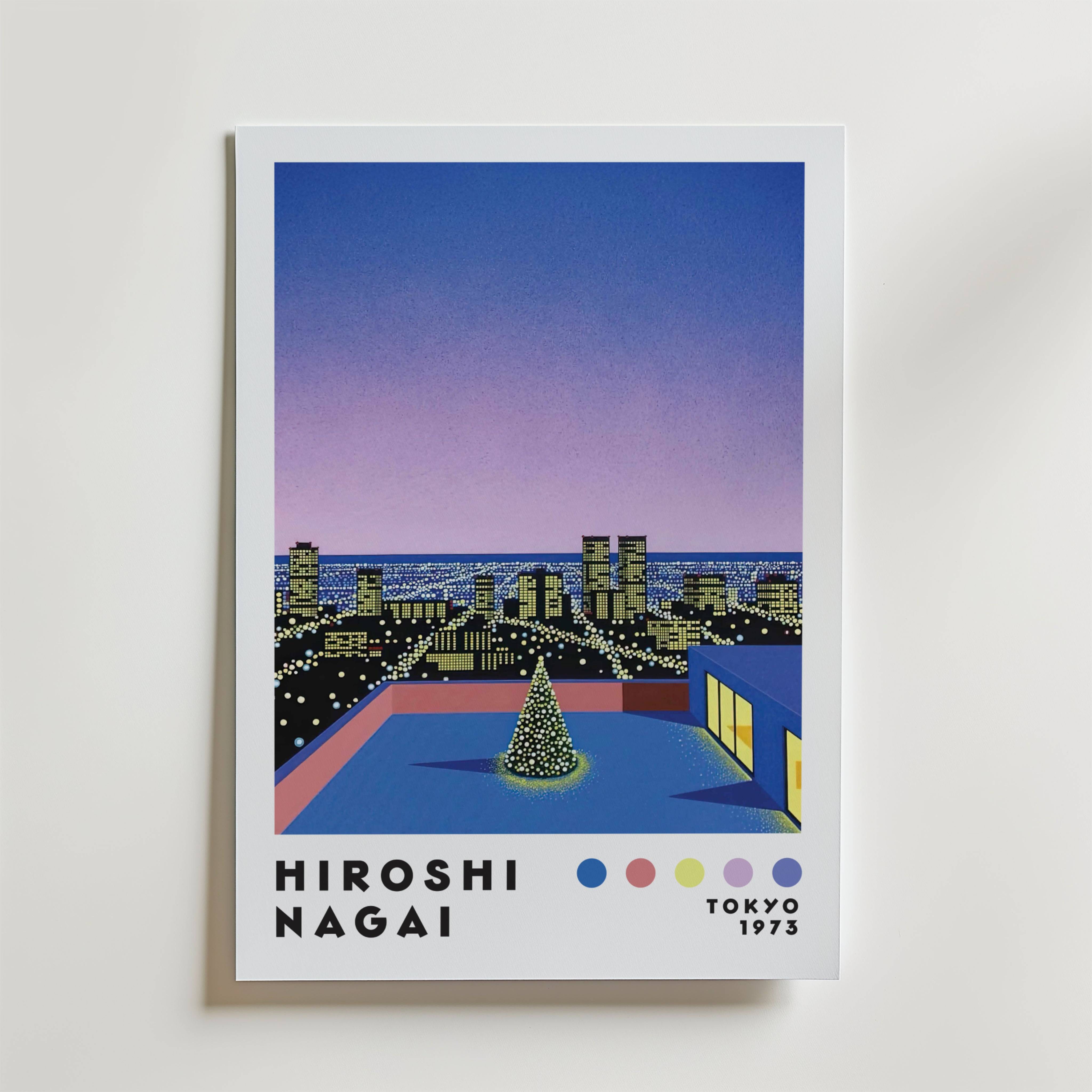 Hiroshi Nagai Rooftop Christmas Lights Poster - Fine Art Poster 50x70 cm