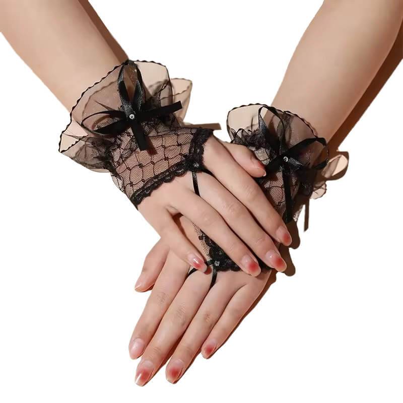 Handledslånga Handskar i Spets, Svart, Accessoarer