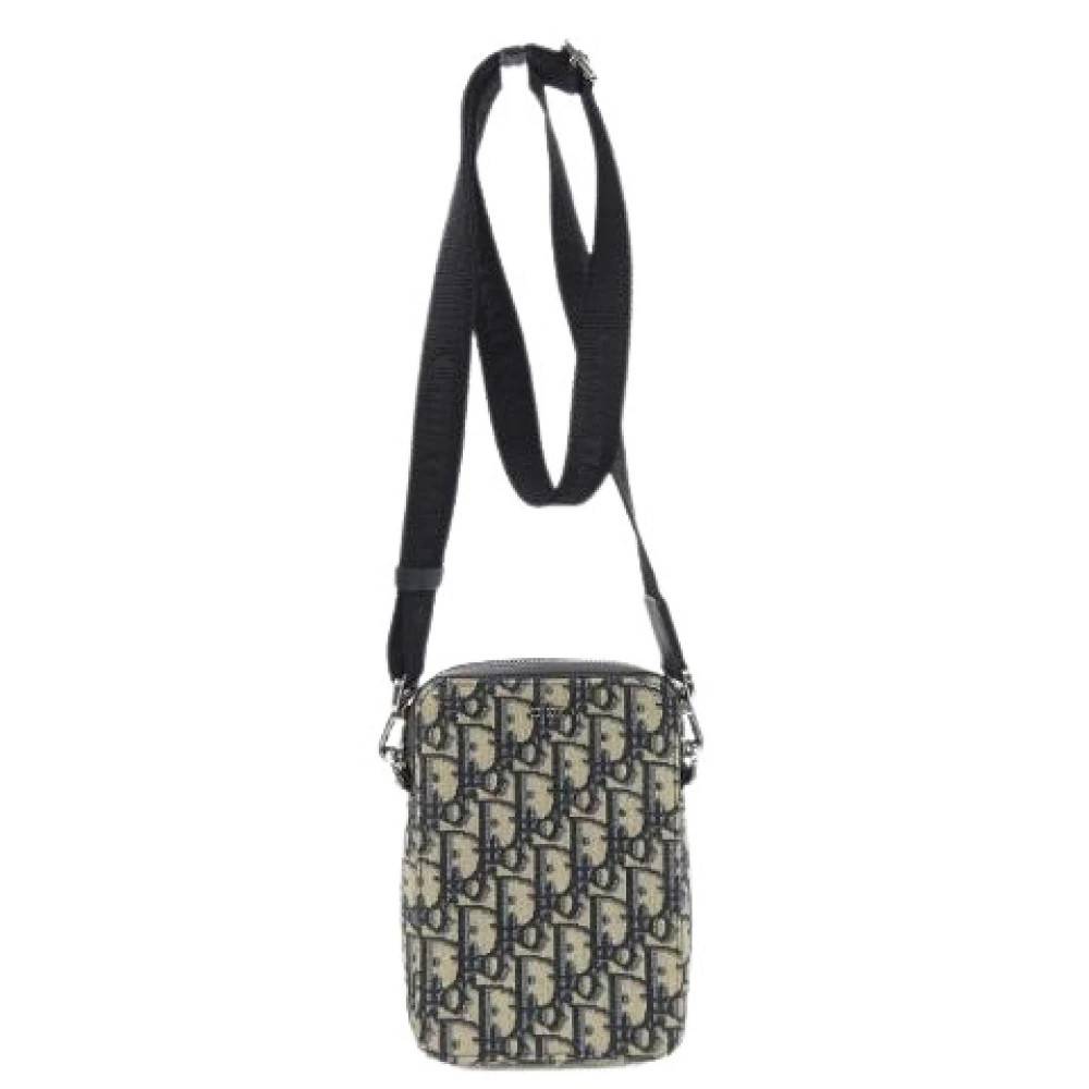 Dior Vintage Pre-owned Oblique Jacquard Skuldertaske - Vintage - Dame - Blå - ONE SIZE - Uld