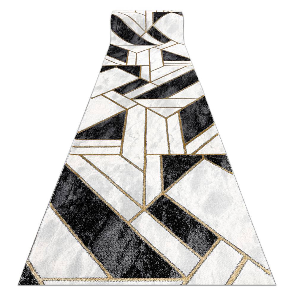 Tæppeløber EMERALD eksklusiv 1015 glamour, stilfuld marmor, geometrisk sort / guld 80 cm 80x340 cm