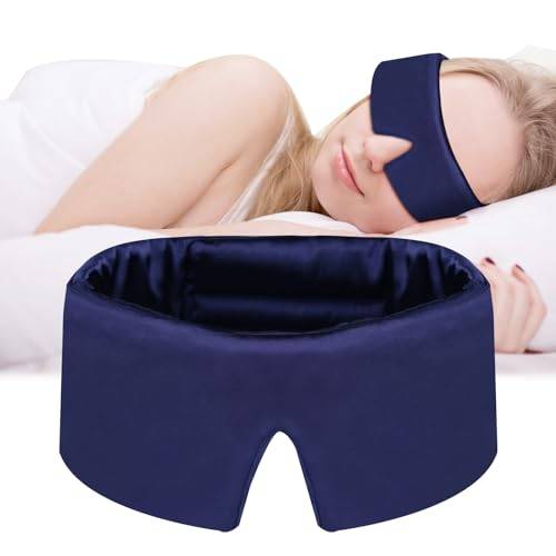 ACWOO Silk Sleep Mask, Super Soft And Comfortable Silk Eye Mask, Light-Blackout Sleep Aid Eye Mask, Blocks Light Eye Sleep Shade Cover For Men, Women, Nap, Travel, Gifts, Meditation, Shift Work