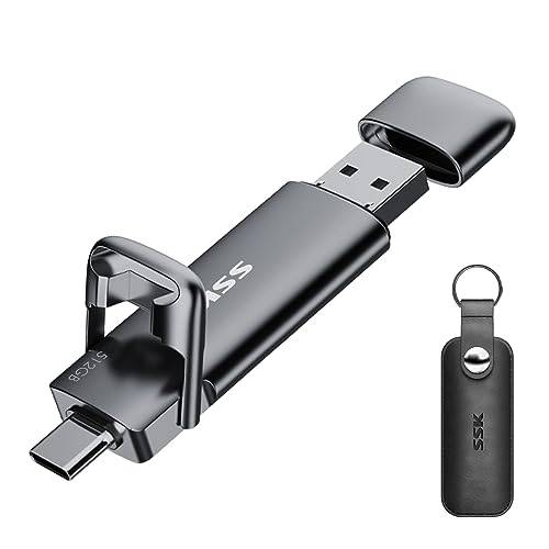 SSK 512 GB USB-C-Laufwerk bis zu 550 MB/s, schneller USB-Stick Dual Drive Typ-C + USBA USB 3.2 Gen2 Solid State Drive, externer SSD-USB-Stick für Android-Handy, Laptop, Tablet, Mac, Geschäftsreisen