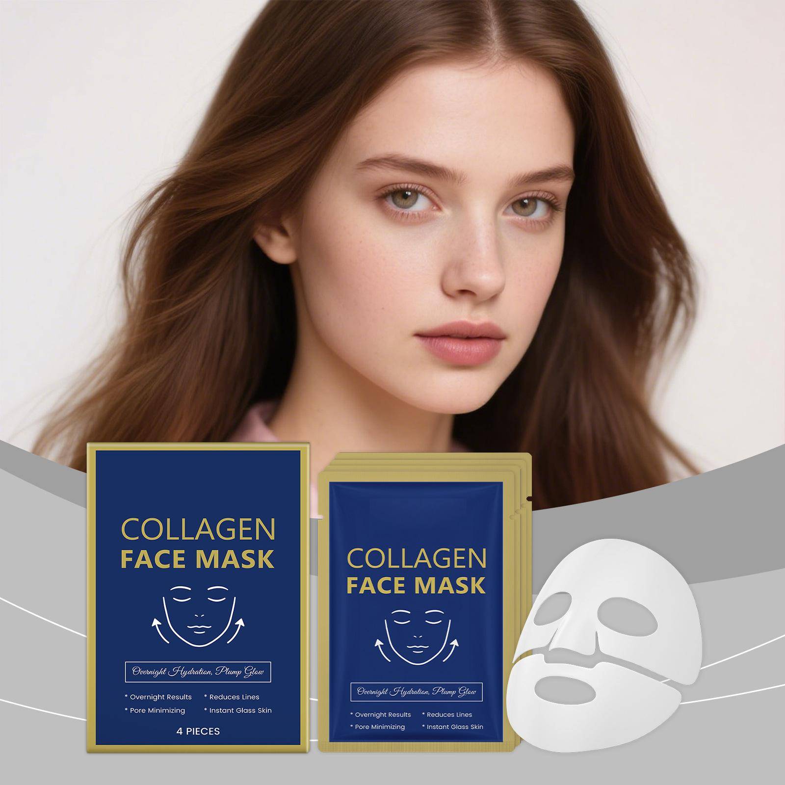 Kollagen Ansiktsmask, Återfuktande Mask, Närande För Att Minska Torrhet, 10 ml vit