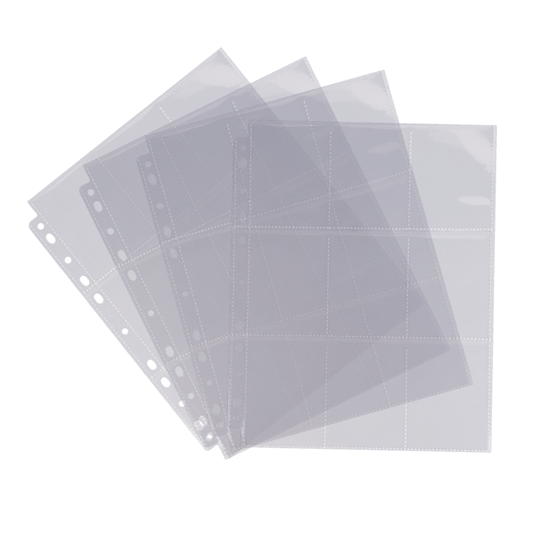 PP photo sleeves clear 9 pockets plastic document filling bag pouch folders file holes budget binder loose leaf inside pages a4