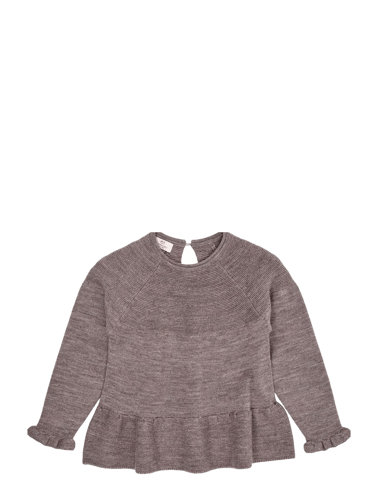Copenhagen Colors Merino Knit Blouse With Frill - Grey - 74