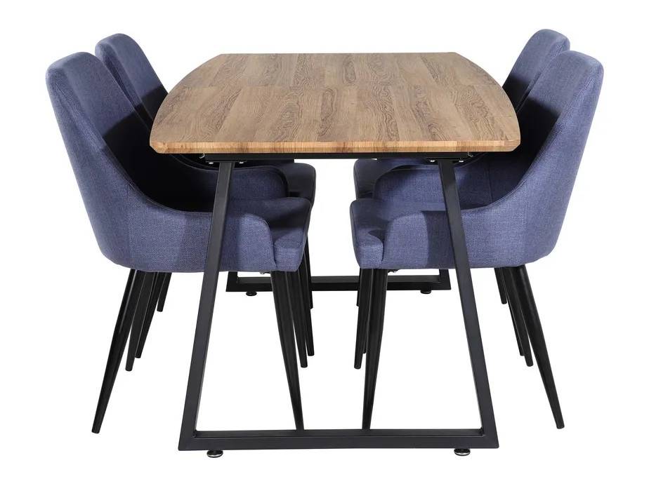 Venture Design Inca & Plaza matgrupp Natur/blå 4 st stolar & bord 160 x 85 cm