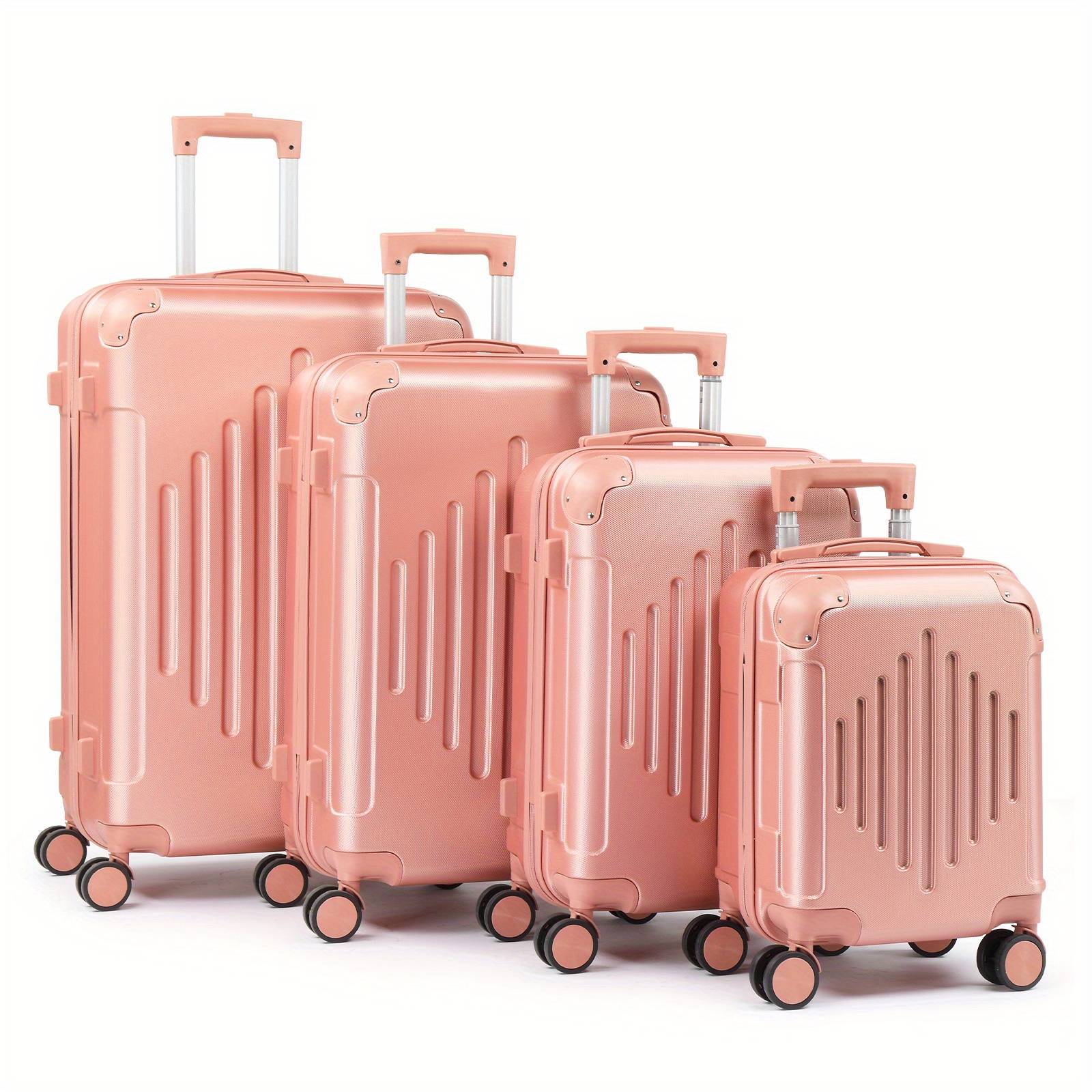 4pcs Luggage With Corner Protectors, 16/ 20/ 24/ 28-inch, Durable Hard Shell, 360 Spinner Wheels, Multifunctional Large Capacity, Lightweight Travel Suitcase