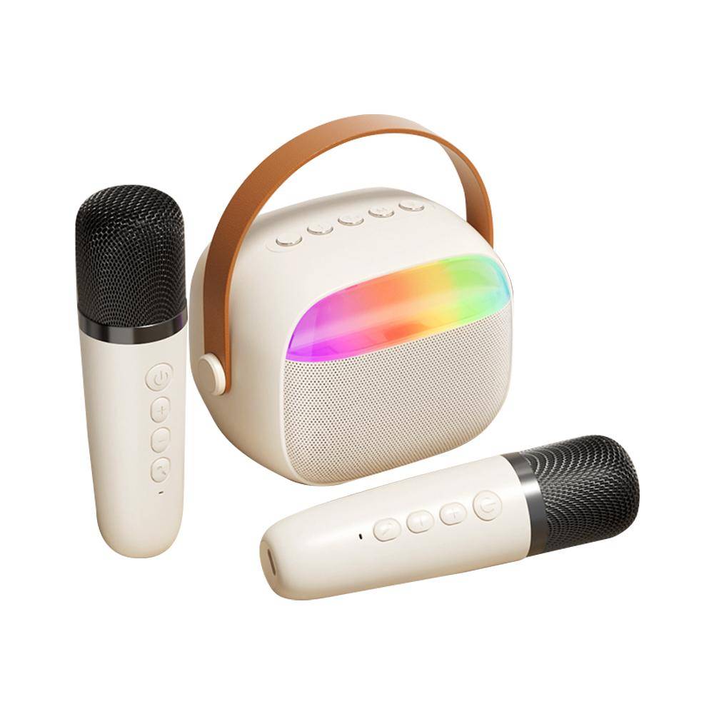 Karaokemaskin Mini trådlös mikrofon och högtalarset med 2 mikrofonpresenter till födelsedagsfest
