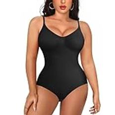 Irisnaya kvinnor bantande kroppsdräkter formkläder toppar magkontroll kroppsformare spagettirem linne trikåer bodycon jumpsuit, Svart, XS/S