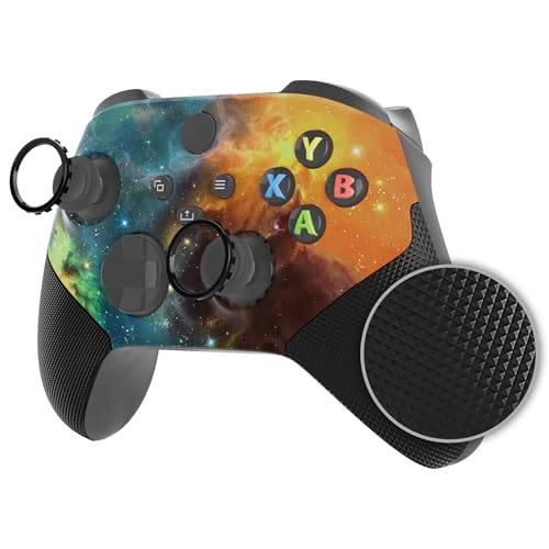eXtremeRate ASR Version Prestanda Gummierat Grepp Främre Hölje Skal för Xbox Series X/S Kontroller med Accentringar, Orange Stjärna Universum Frontpanel för Xbox Core-kontroller - Controller Ingår INTE