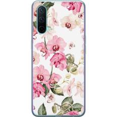 OnePlus Nord CE 5G Gennemsigtigt Telefoncover Rosa blommor