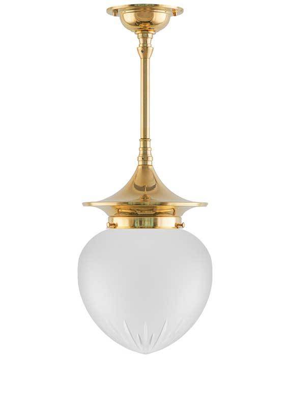 Badeværelseslampe - Loftslampe Dahlbergspendel 100 messing matteret glas dråbe - 20 cm