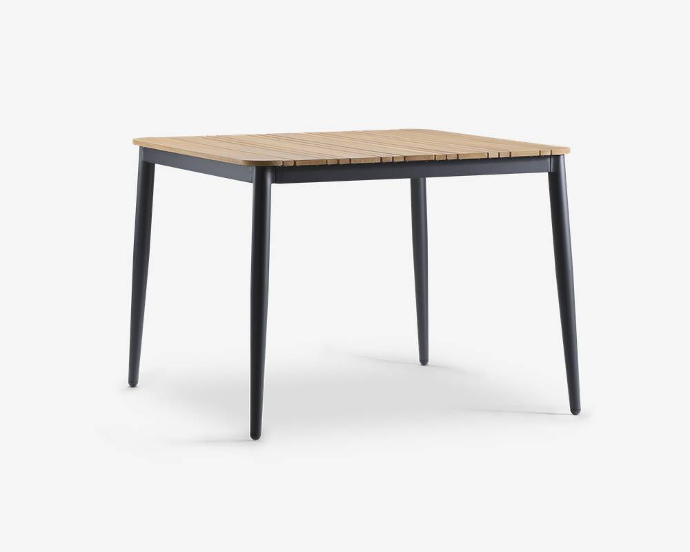 Havebord teak/aluminium 100x100 cm