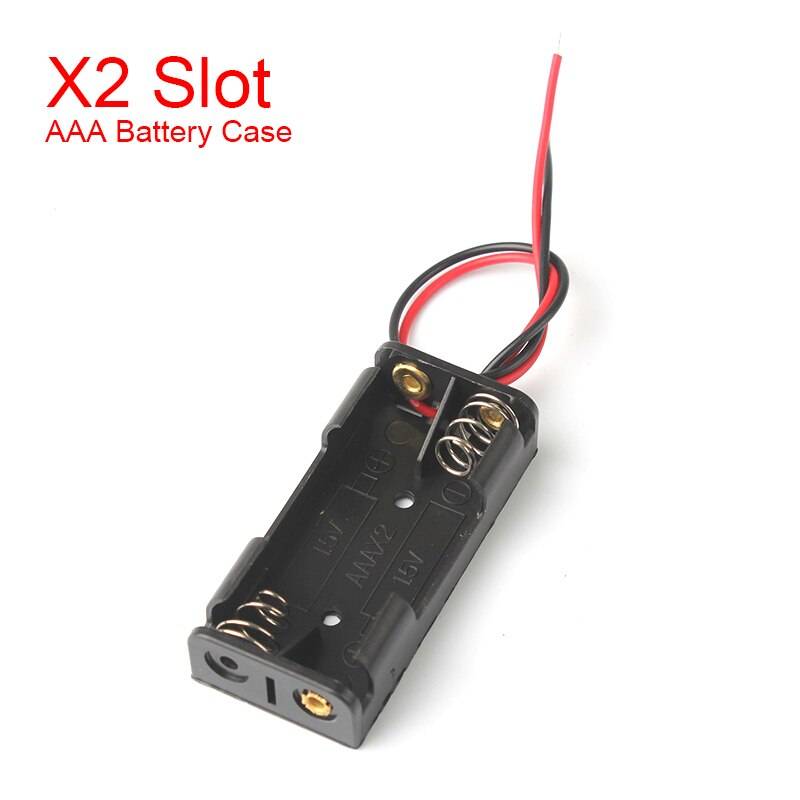 Diy aaa powerbank-väskor 1x 2x 3x 4x aaa batterihållare förvaringsbox väska 1 2 3 4 kortplats batterier behållare med sladd - X2 kortplats