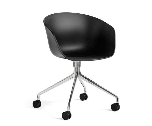Hay About A Chair AAC24 - Med Hjul - Sort/Alu - aluminium