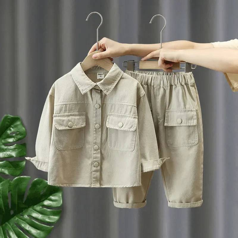 Mini Fashion™ - Mjukt och bekvämt - 2-delat höstset i denim Vit / 120 (5 år) | Pedagogiska Träleksaker