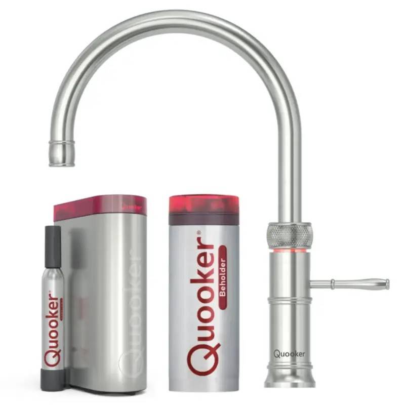 Quooker Classic Fusion Round rustfrit stål, inkl. Pro3 beholder & Cube køler