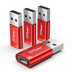 JSAUX USB C-datablockerare [4-pack] USB-datablockerare för laddning, skyddar mot hackare och virus, skyddar privatlivet och datasäkerheten - Röd