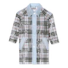 Burberry Kids - rutig vattentät trenchcoat - barn - polyuretan - 4 - Blå