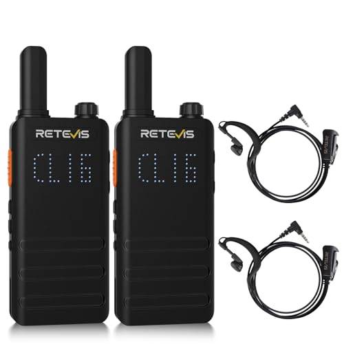 Retevis B63H Walkie Talkies, 2 Way Radio Long Range, Ultra-Tunn Med Skärm, 1620mah Batteri, Vox Handsfree, Professionell Walkie Talkie För Campingfamiljen (2 st, Svart)