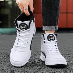 Men High Top Sneakers Men Casual Shoes 2024 Summer New Leather Sports Shoes Men Casual Sneakers White Large Size Men Shoes 45-48 - White - EUR38,EUR39,EUR40,EUR41,EUR42,EUR43,EUR44,EUR45,EUR46,EUR47,EUR48