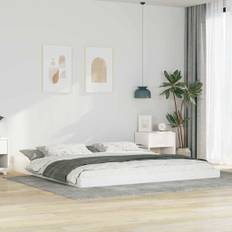 vidaXL Sengestel Hvid 200 x 220 cm Massivt fyrretræ