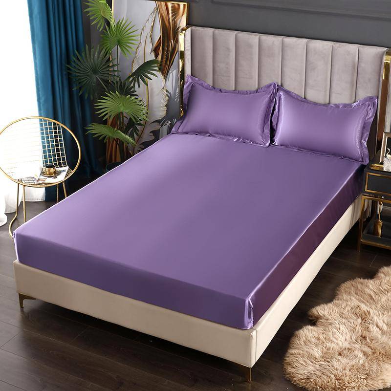 Nytt Satin Dra-på-lakan Europeisk Stil Rayon Madrasskydd Resårband Lakan King 140x200 160x200 Inga Örngott Sängkläder