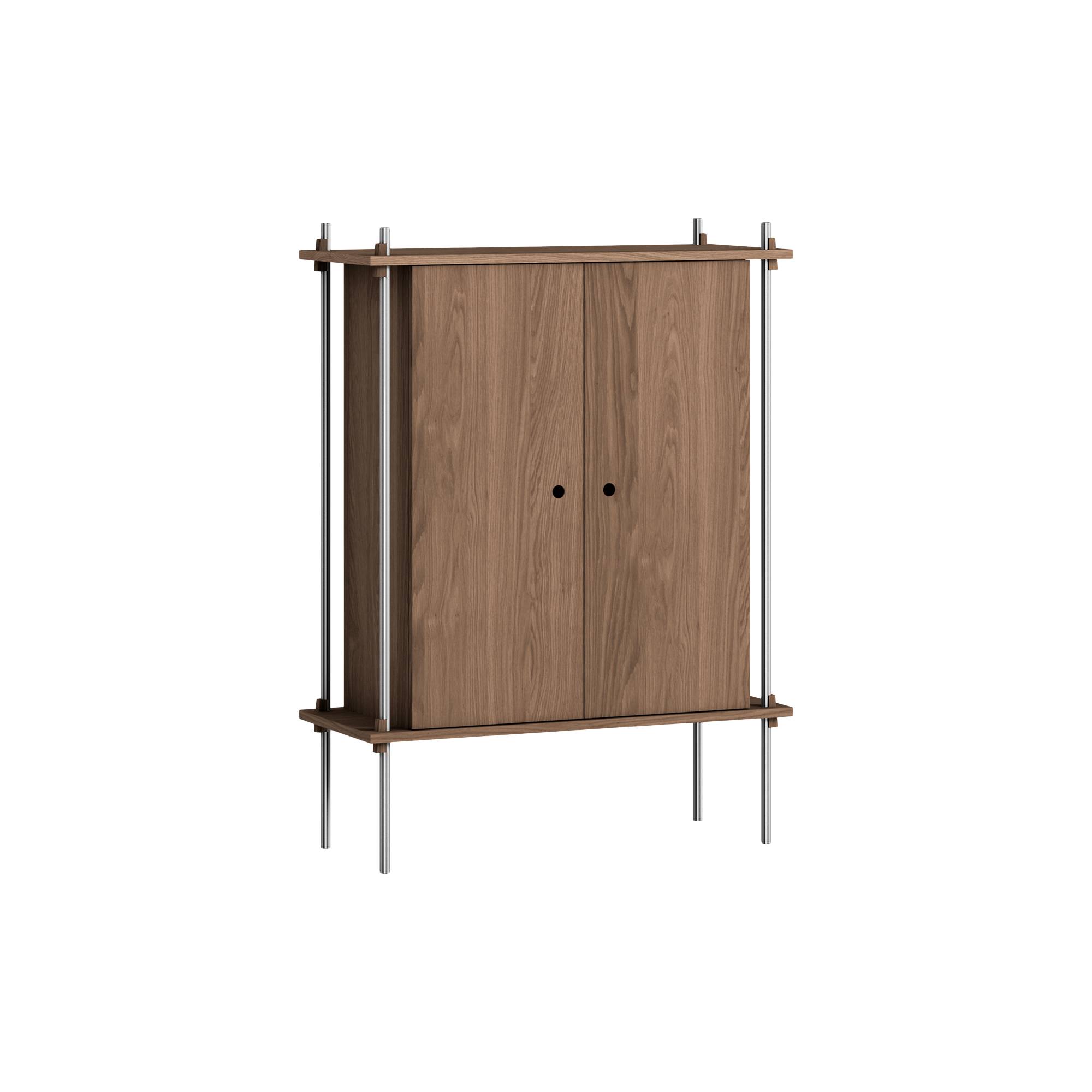 Shelving Cabinet, Smoked Oak/stainless Steel.