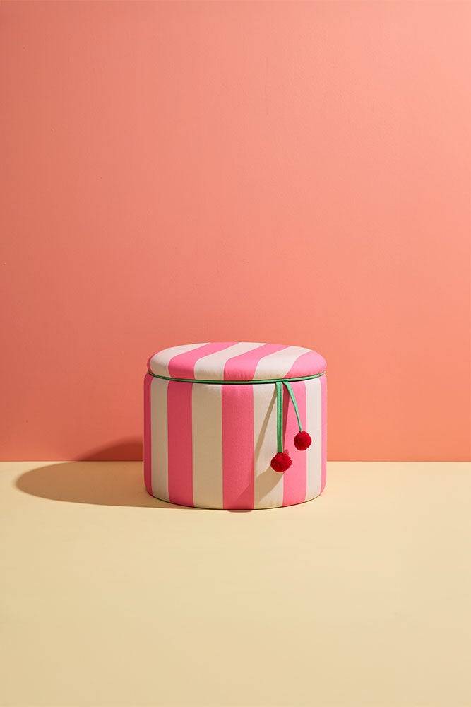 Sittpuff cylinder med förvaring rosa 30 cm