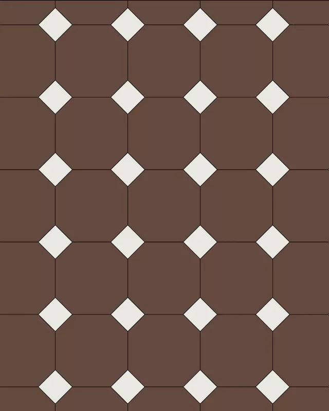 Oktagonklinker - 15 x 15 cm chokladbrun/vit