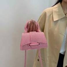 Mini Square Handbag, Fashionable & High Quality Makeup Bag, New Solid Color Versatile Tote Bag, Women Purse - Baby Pink - one-size