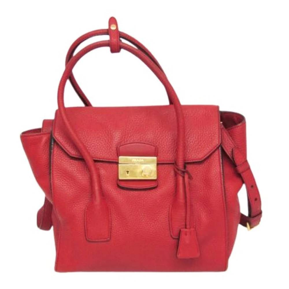Prada Vintage Pre-owned VIT Daino Håndtaske - Vintage - Dame - Rød - ONE SIZE - Uld