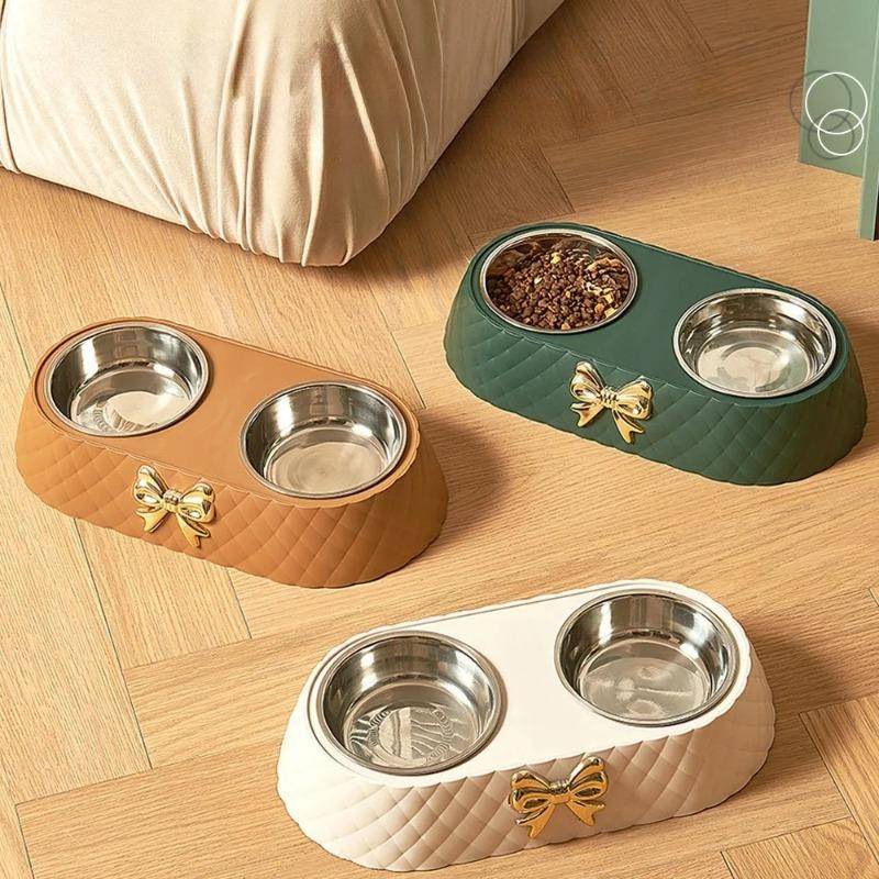 1 st Husdjur Hund och Katt Mat- och Vattenskålar Fluga Hundmat Drick Dubbel Skål Husdjursartiklar grön