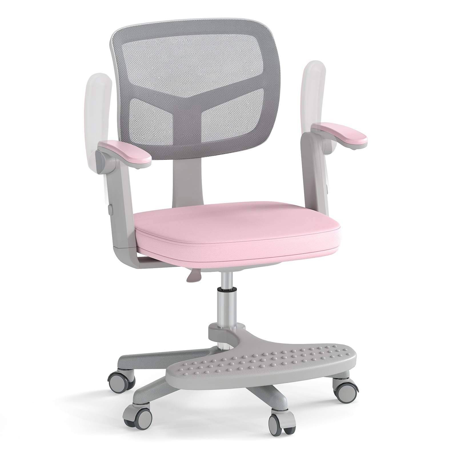 Justerbar skrivbordsstol för barn – rosa, ergonomisk, 360 graders vridbar