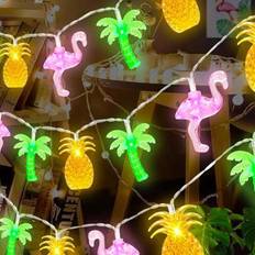 150 cm - LED-flamingo-ananas-palmljusslingor batteridrivna ljusslingor LED-sommar tropisk strand hawaiianska ljusslingor tropisk flamingo-ananas-palml - Multifärgad (1 st)