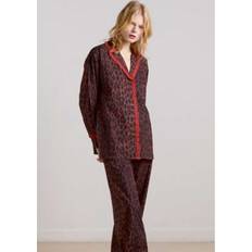 Antonia Cotton Pj Set - Dark Leopard/red