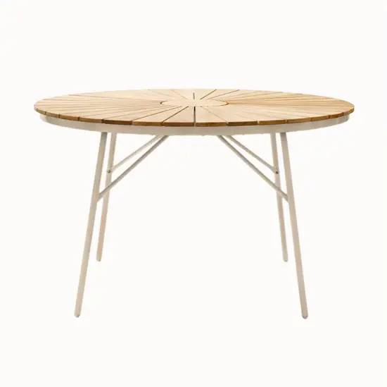 Cinas - Havebord - Ellen bord - Ø110cm - Sandfarvet/teak