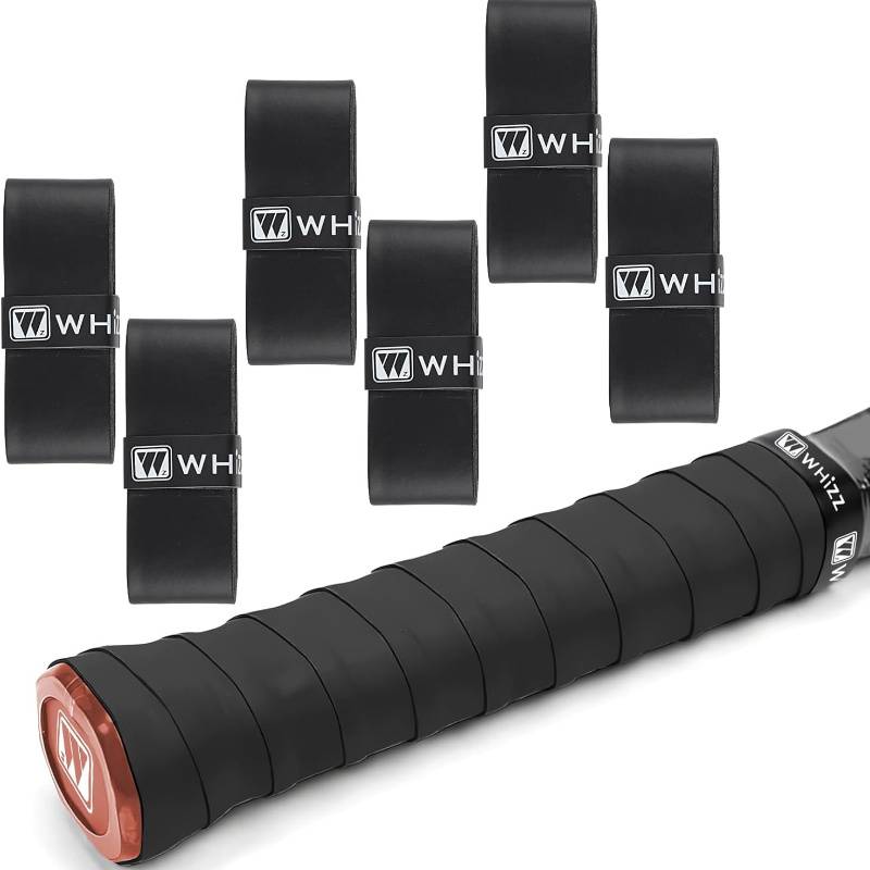 TEMU 6pcs Tennis Racquet Grip Tape, Precut Anti-slip Tennis Grip Tape, Super Absorbent Tennis Overgrips For Tennis, Badminton, Pickleball, Black