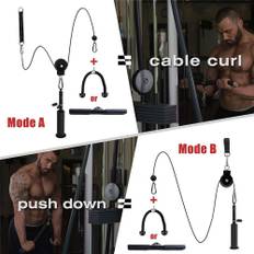 Forearm Wrist Roller Trainer Heavy Duty Arm Strength Training Exerciser with Pulley System for LAT svart