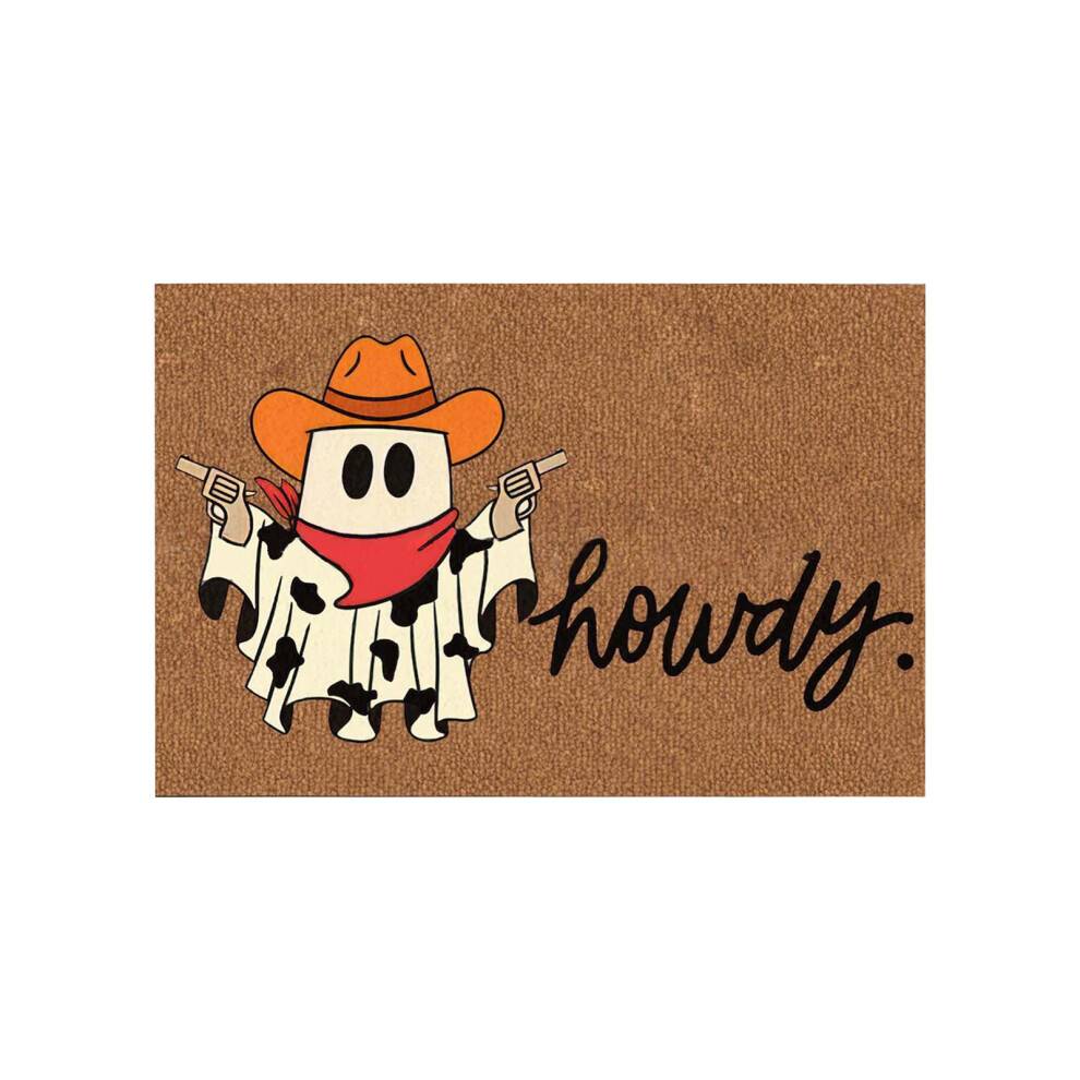 Halloween efterårsdørmåtte – Cowboys Ghost skridsikker udendørsmåtte, kokos velkomstspøgelsestæppe til veranda og entré
