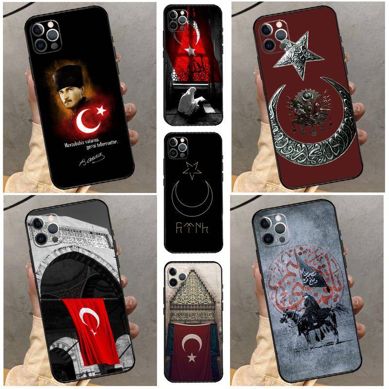 Turkiet Turkisk Flagga Telefonfodral För iPhone 16 15 14 13 12 11 17 Pro Max 13 mini 16 Plus 16e 17 Air Bumper Cover white