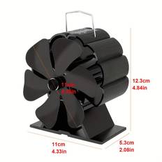 TEMU Six-leaf Fireplace Fan For Gas Stoves, Outdoor Ice Fishing, And Cooking, Thermal Heating Fan With .