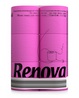 Rosa Toalettpapper, 12 st 6-pack