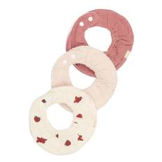 FABELAB Ruffle Bib 3-Pack - Into The Garden |Pink |One Size