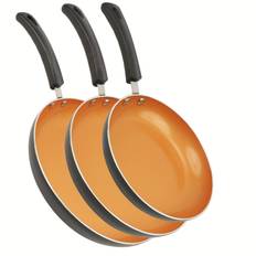 TEMU Nonstick Frying Pan Set, Set Of 3 Non Stick Frying Pans, Golden Ceremic Coating Induction Cookware, 8inch&9.5inch&11inch Omelette Egg Frying Pan Set, Kitchen Cooking Pan Set, &