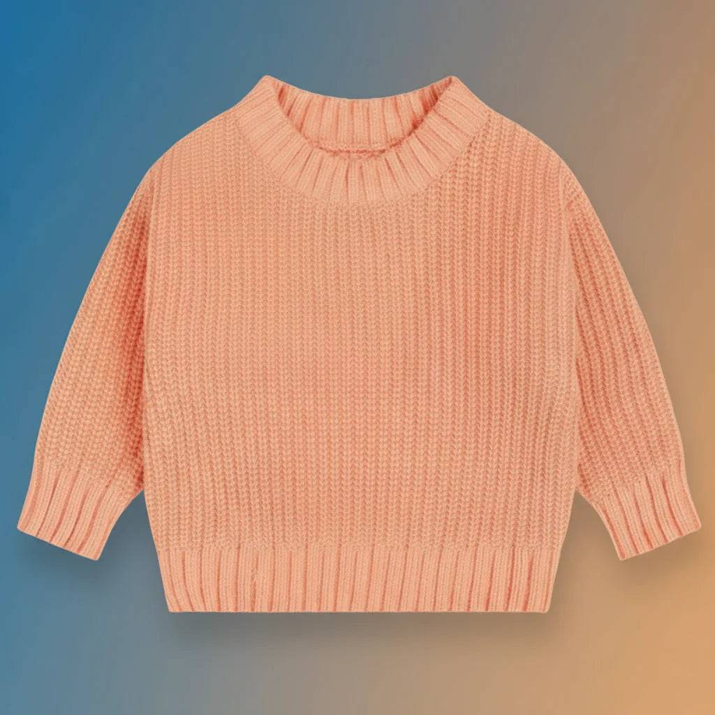 PureSoft – Classic & Cozy - Enfärgad stickad tröja Orange / 100 (3 år) | Pedagogiska Träleksaker