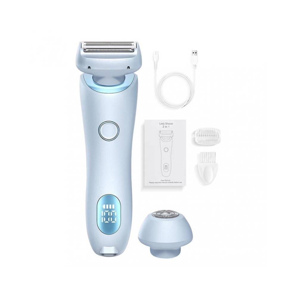 (Blue) 2-in-1 Bikini Trimmer & Electric Shaver for Women, Silky Glide Pro Hair Removal for Legs, Arms, Underarms, and Face