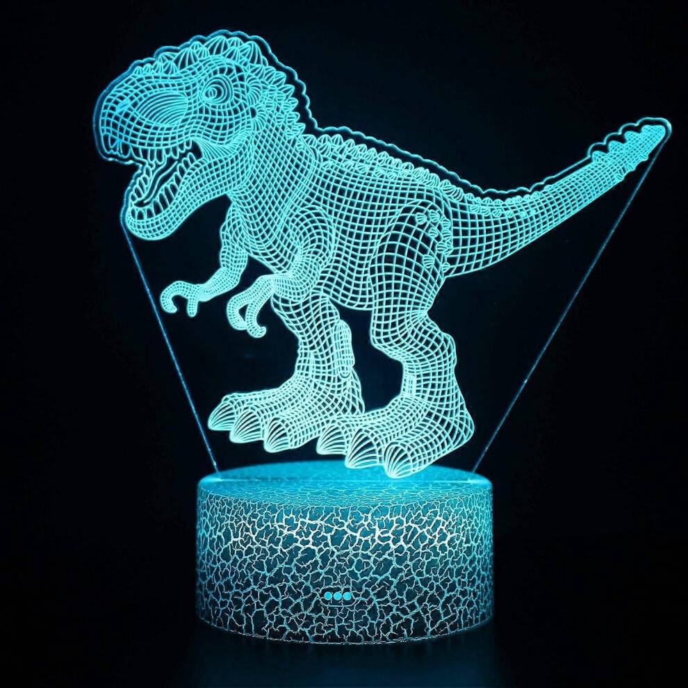 3D Nattljus Dinosaur Illusion Lampa Kreativ present Visuell lampa Optisk Inspiration Touch + 16 färger