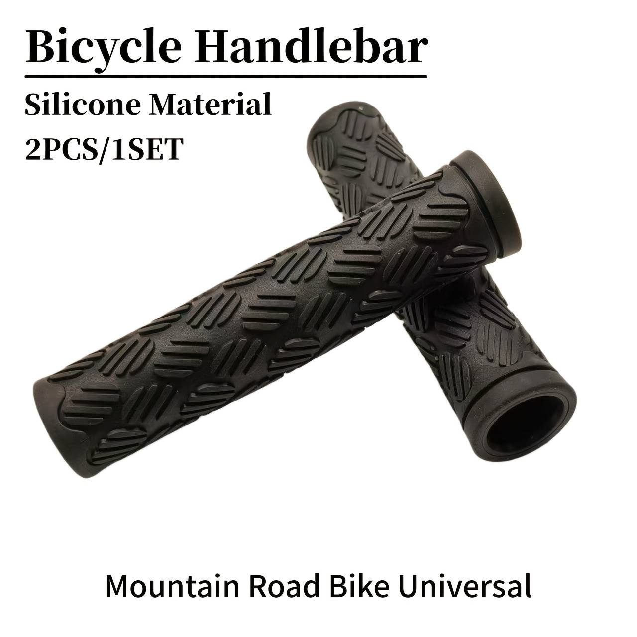 TEMU 1pair Of Mountain Bike Grips - Straight Handlebar Grips With Non-slip Bar Ends, Universal Road Bike Handles, Shock-absorbing & Wear-resistant Cycling Accessories